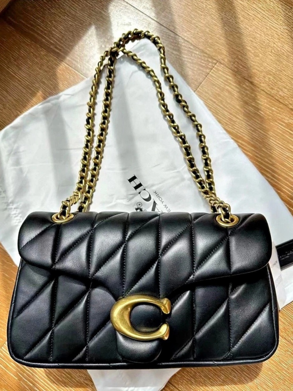 Coach The Tabby Bag Quilted Leather Shoulder Bag in Black Like New